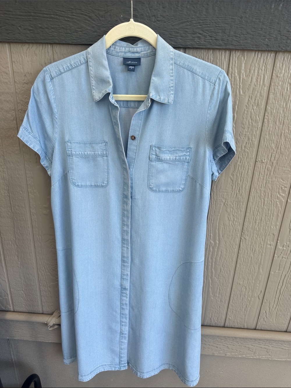 J. Jill Light Blue Chambray Shirt Dress